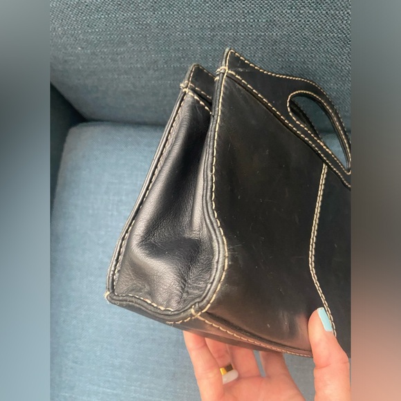 Vintage Fossil Black Leather Top Handles & Crossbody/Shoulder Purse Bag - Picture 7 of 16